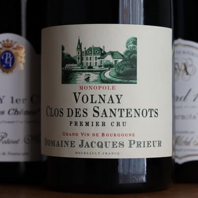 Un Volnay 1er cru Clos des Santenots du Domaine Jacques Prieur est l'un des 10 vins rouges dégustés lors du cours "Pommard & Volnay Dégustation".