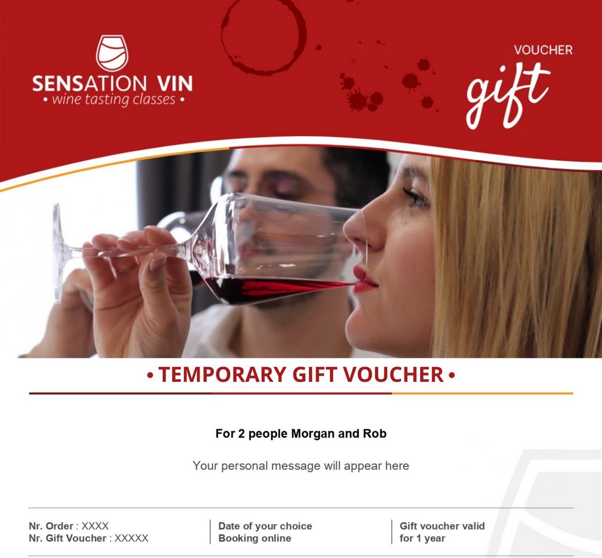 Sensation Vin personalized wine tasting class gift voucher